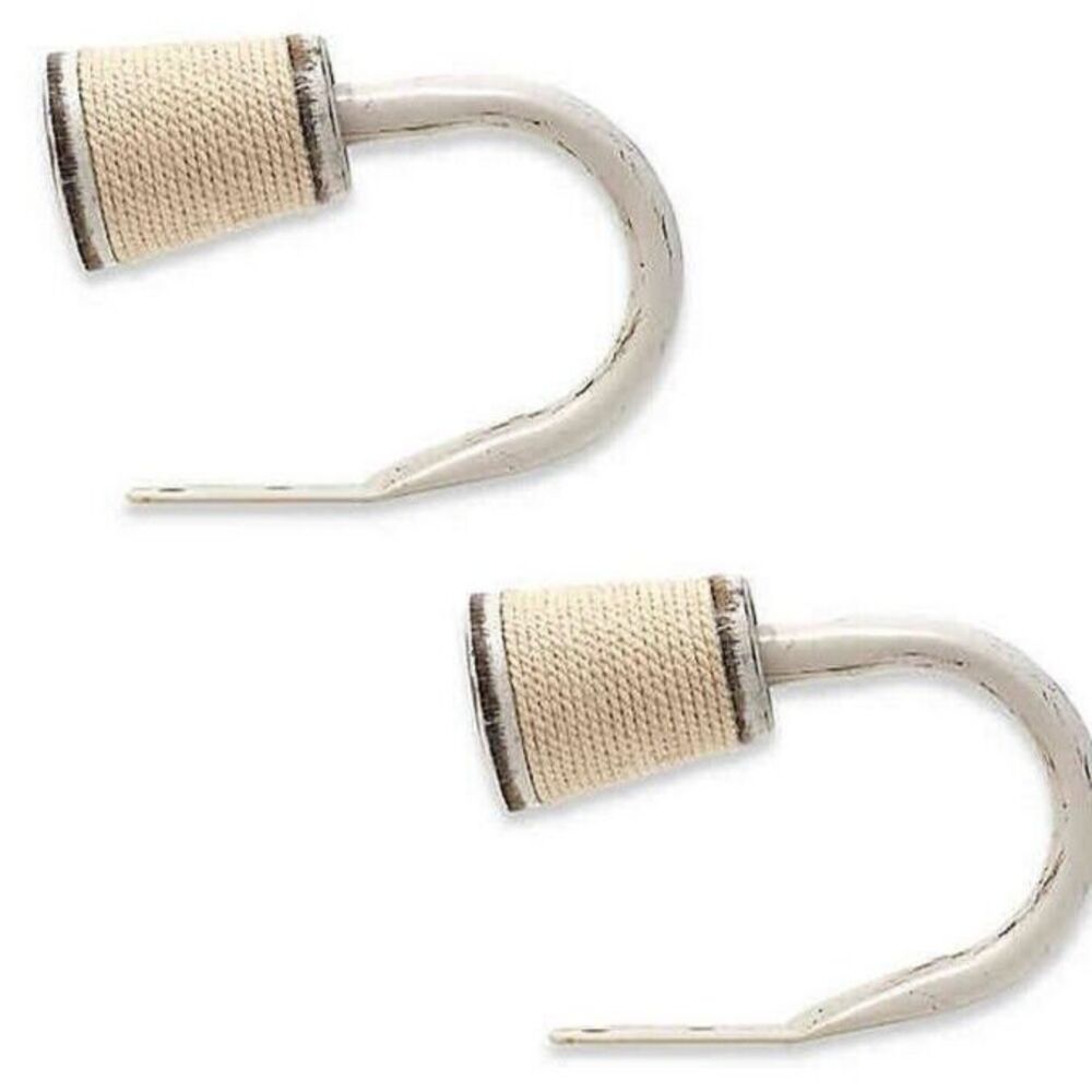 Curtain Holdbacks in Distressed Ivory Rope Wrapped Micah Beach Summer Set of 2